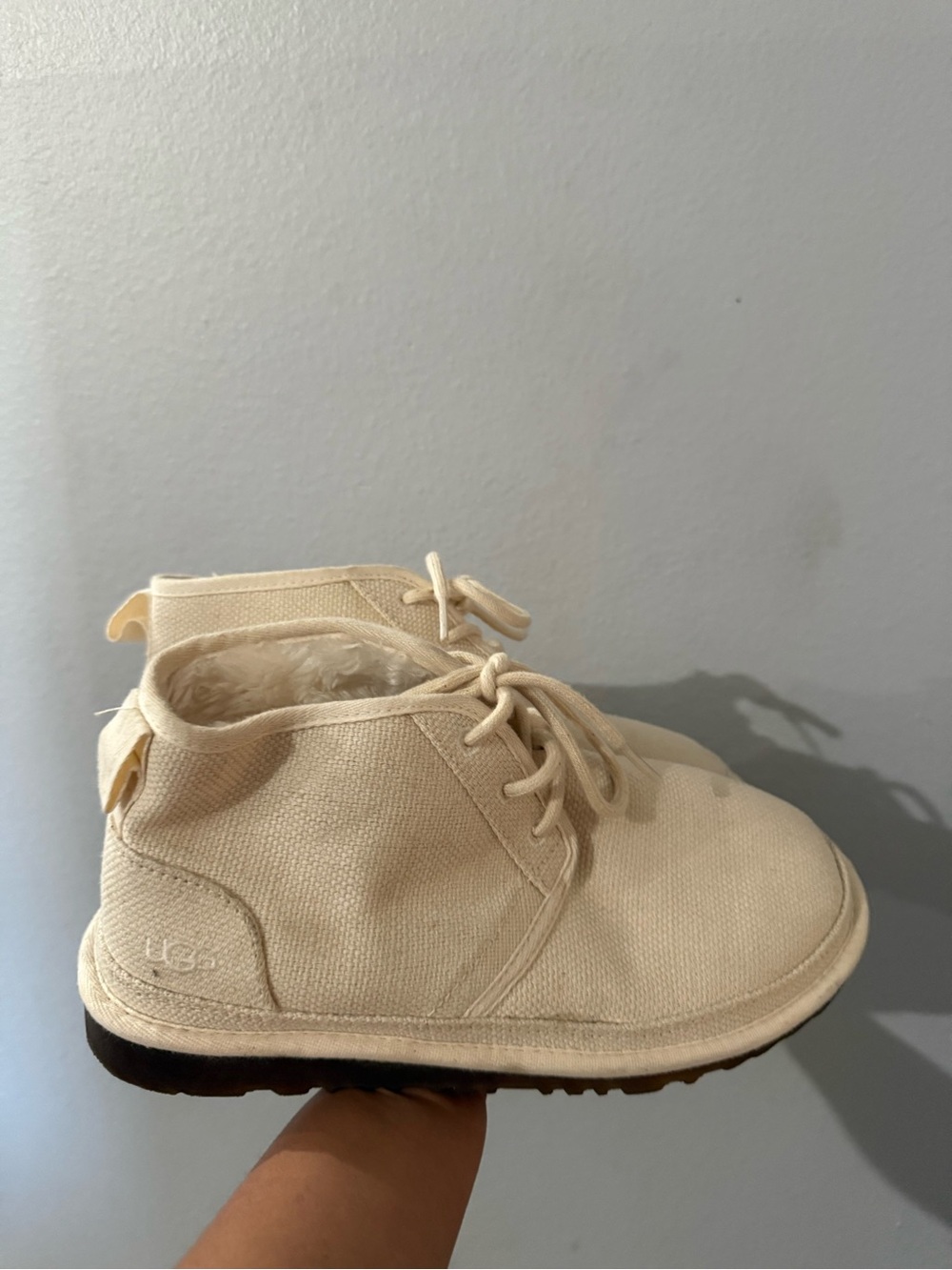 UGG Cream Lace-Up Ankle Boots for Women